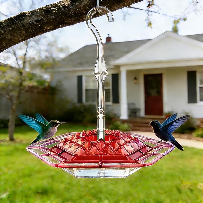 Hummingbird Feeder for Outdoors Hanging,16 OZ Humming Birds Feeders with 30 Bee Proof Leak Proof Feeding Ports,Bird Feeder for Outside,Gifts for Women Mom,Hanging Garden Yard Décor