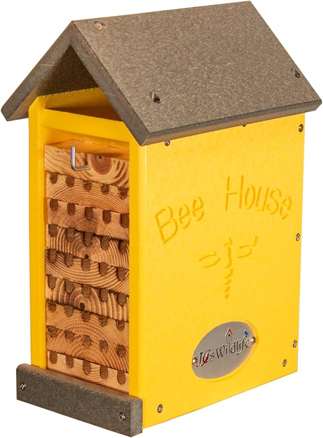 JCs Wildlife Small Poly Lumber Mason Bee House - Attracts Bee Pollinators in Your Garden - Made in The USA