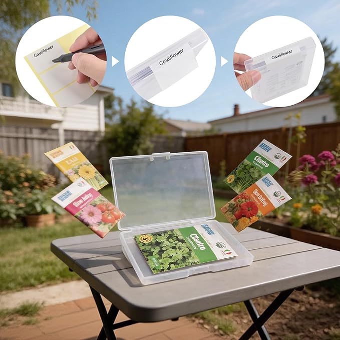 [Boobowl] 36 Slots Seed Storage Organizer, Hard Shell Seed Holder with Labels, Dry Storage Container for Garden Vegetable Seeds, Sturdy Carrying Bag with Handle and Shoulder Strap(Box Only)