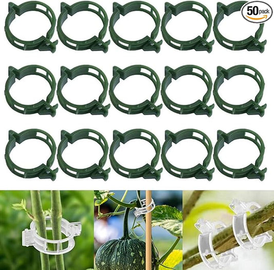50 PCS Secured Plastic Plant Clip, Plant Support Clips, Garden Clips for Climbing Plants, Plastic Trellis Clips Plant Support Clips Tomato Grape Vine Vegetables Plant Fixing Clips (50, Green)