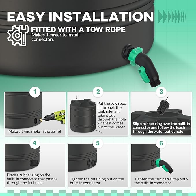 Rain Barrel Spigot Kit 2 Pack High Flow, 3/4" GHT Heavy Duty Plastic Water Barrel Spigot Kit with Bulkhead Fitting, Water Rain Barrel Diverter Kit for Outdoor Plastic Bucket (45 degrees)