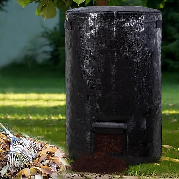 Large Compost Bin Bags,Garden Compost Bin Bags 80 Gallon(300L) Outdoor Collapsible Garden Yard Garbage Cans Fallen Leaf Bag (Black 1pc)