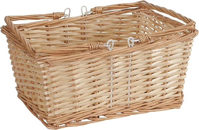 Household Essentials Woven Market Basket, Handwoven Willow Weave, Stylish Handles with Durable Metal Anchors, Classic and Versatile, Attractive, Spacious, Lightweight, Natural