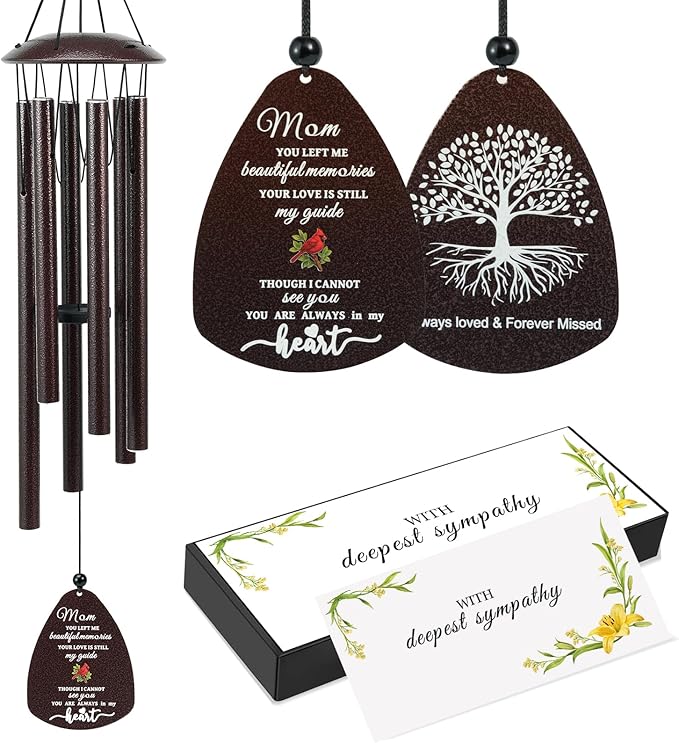 Cardinal Memorial Wind Chimes for Loss of Mother，32" Large Sympathy Windchimes for Outside Deep Tone，Best Bereavement Remembrance Memory Funeral Gifts for Loss of Loved One