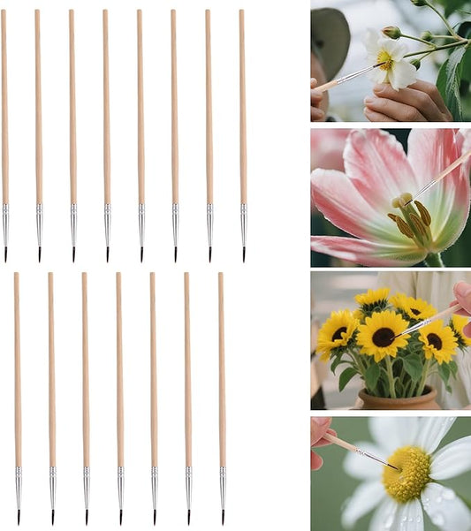 15pcs Pollination Brush, Wooden Plant Pollinating Brush Pollinator Brushes Tool for Increasing Fruit Yield Indoor Hydroponic Plants Greenhouse Garden