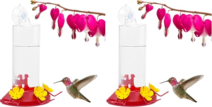 Perky-Pet 217 Window Mount Plastic Hummingbird Feeder with Perches - 8 oz Outdoor Garden Décor Hummingbird Feeder (Pack of 2)