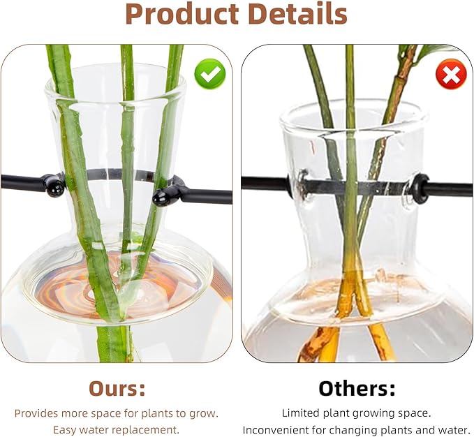 Plant Propagation Station with Wood Stand, Propagation Vases for Plants, Terrarium Kit for Home Office Garden Decor, Gifts for Plant Lovers - 4 Bulb Glass Vases