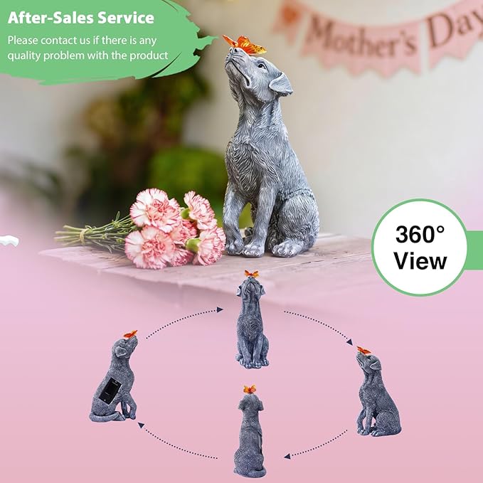 Goodeco Dog Statue with Solar Butterfly - Ideal Gifts for Mom, Dad or Birthdays, Beautifully Crafted Outdoor Decorations to Wow Your Guests