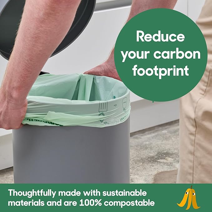 Compostic Home Compostable Trash Bags, 13 Gallon Tall Kitchen Rubbish Bags, Extra Strong & Quickly Breaks Down, 50 Count