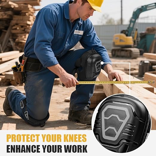 TICONN Gel Knee Pads for Work, Professional Heavy Duty Work Knee Pads for Men with Soft Foam and Gel Cushion for Men Construction, Garden, Flooring (Black/Grey)