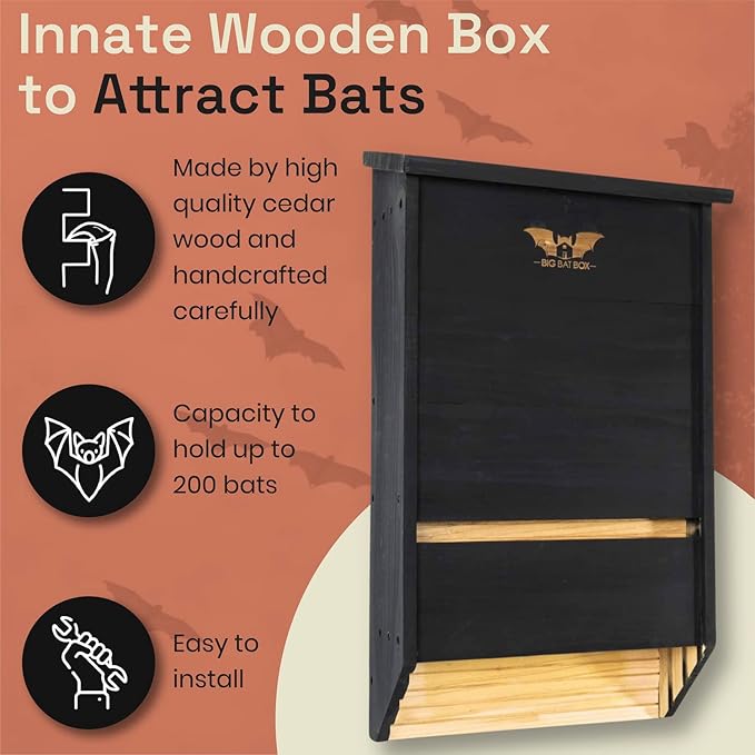 WildYard Bat Houses for Outdoors - Black 3 Chamber Model - Pole, Wall & Tree Mount Bat Roosting Box & House Kit for Backyard