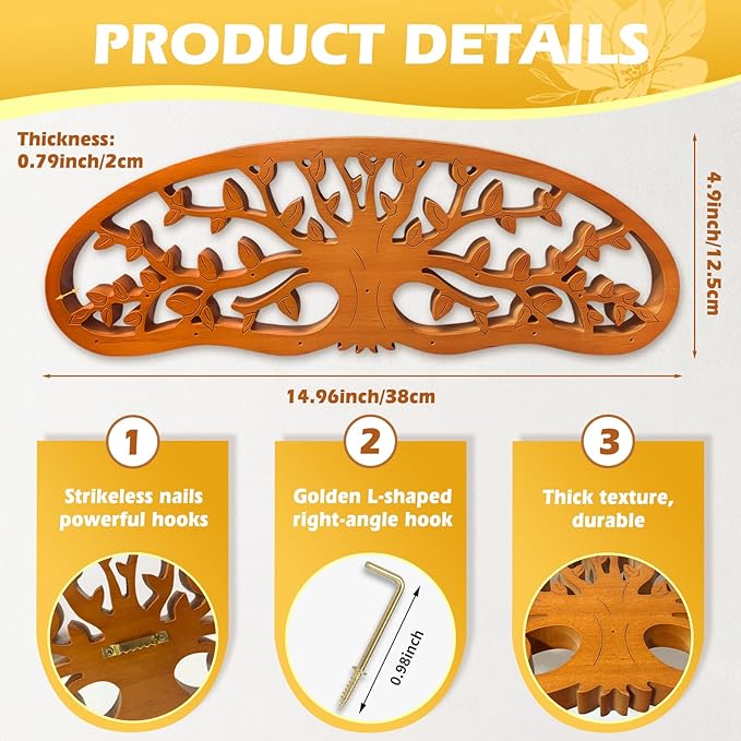 Rustic Flower Drying Rack Hanging – Artistic Tree of Life Design for Kitchen & Garden – Holds 11 Herb or Flower Bouquets – Space-Saving Decorative Dryer – Gift for Gardeners & Home Crafters