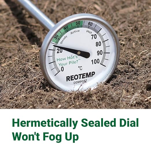 Reotemp 20 Inch Celsius Backyard Compost Thermometer with Digital Composting Guide