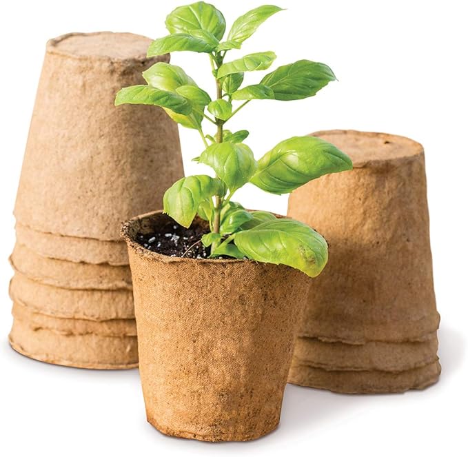 Burpee Biodegradable Fiber Potting Pots for Seed Starting, Eco Friendly Containers Reduce Transplant Shock, Roots Grow Through (3", 20 Pots)