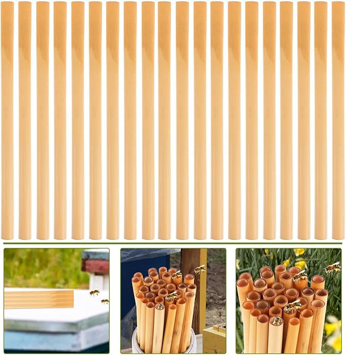 COHEALI Mason Bee Tubes 50-Pack, 7.87" Natural Reed Nesting Tubes Refills for Bee House, 7-9mm Diameter Solitary, Beehive Pollination Beekeeping Supplies for Garden