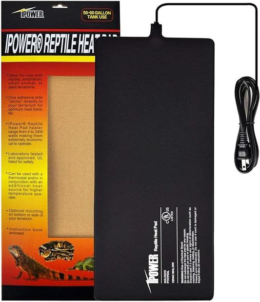 iPower 8" by 18" Reptile Heating Pad, Used in Conjunction with Aquarium Heater, Suitable for Spiders, Snakes, Hermit Crabs, and Turtles