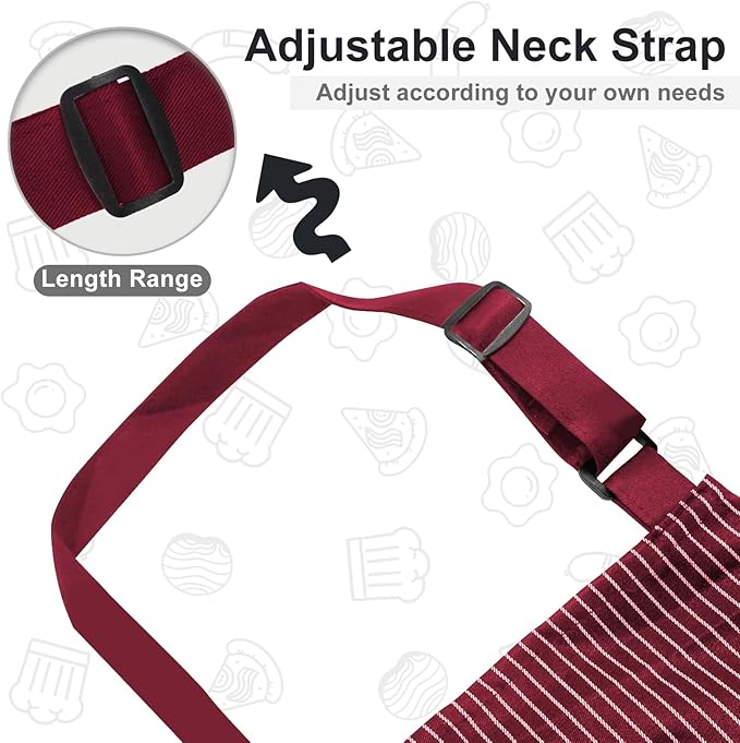2 Pack Kitchen Aprons, Apron for Cooking with 2 Pockets, Unisex Adjustable Neck Strap Chef Aprons for Men Women