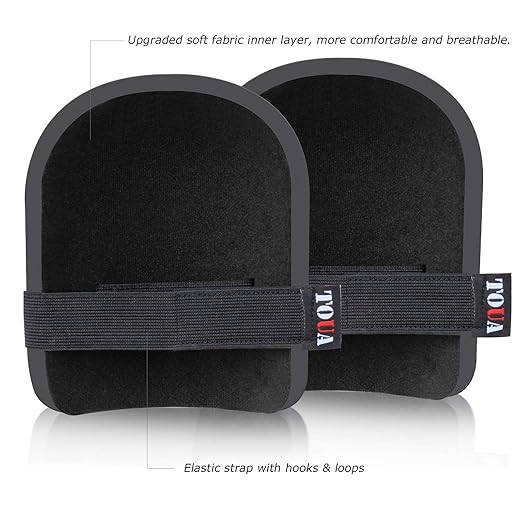 TOUA Gardening Knee Pads Lightweight Waterproof Foam Kneepads with Soft Inner Layer, Unisex-Adult, Easy Fit & Clean with Adjustable Straps for Home, Work, Garden, Cleaning, Flooring, Construction Work(Black)