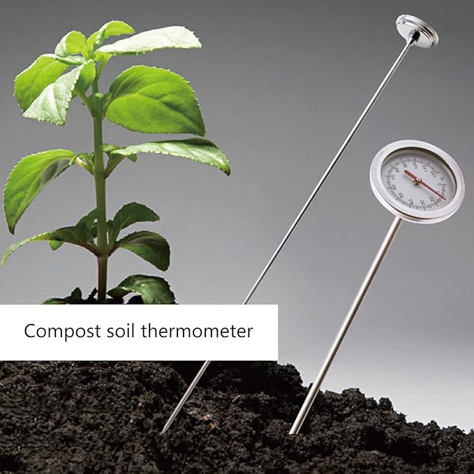 Compost Soil Tester Meter Measuring Probe Stainless-Steel Thermometer Temperature Monitor for Garden Lawn Plant Tool Moisture-Meter for Firewood-Soil Moisture-Meter Indoor Plants-Long Woodworking