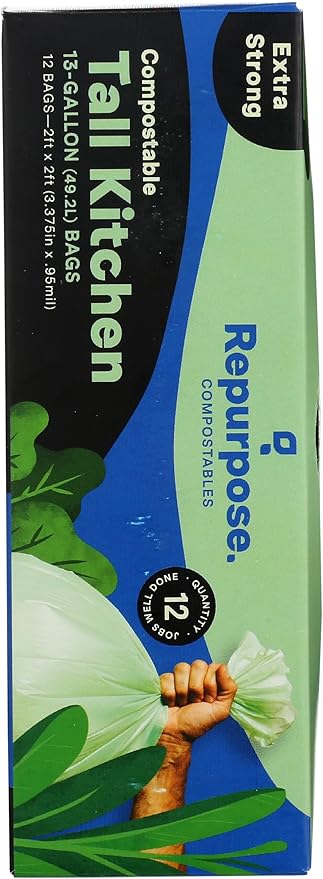 Repurpose Compostables Repurpose 100% Compostable Plant-based 13 Gallon Tall Kitchen Bags, Compostable Standards, Pack - 1