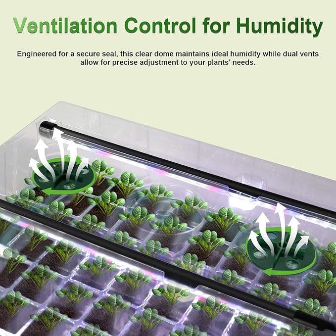 TONYFUL Seed Starter Tray with Grow Light, 60-Cell Seed Starter Kit with 4.07” Humidity Dome, Indoor Seedling Starter Tray, Seed Starting Tray for Plant Germination, Seeds Growing