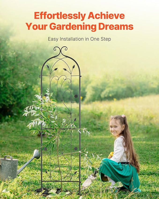 VEVOR 60 x 15 in, Rustproof Metal Garden Flower Trellis, Outdoor Climbing Rose & Cucumber Support, Decorative Tall Clematis Trellis for Courtyards & Lawns