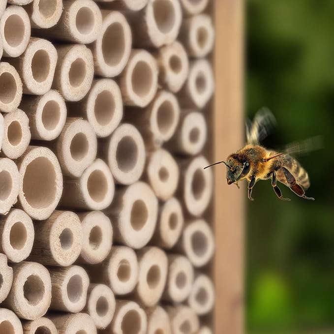 Navaris Bamboo Bee Nesting Tubes (Pack of 60) - 15 cm (5.9 in) Long Tube for Mason Solitary Bees - for Filling Insect Hotels and Bug Houses