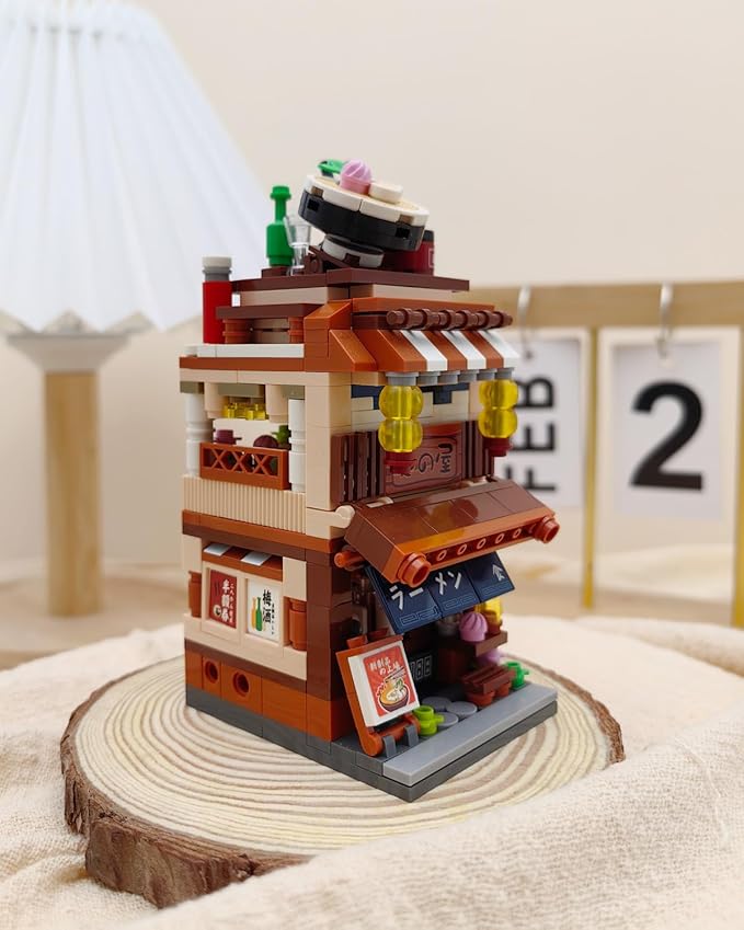 Japanese City Street View Ramen Shop, MOC Creative Mini Building Blocks House Set 412 pcs, Simulation Architecture Construction Toy, Gifts Idea for Kids Adults (1654)
