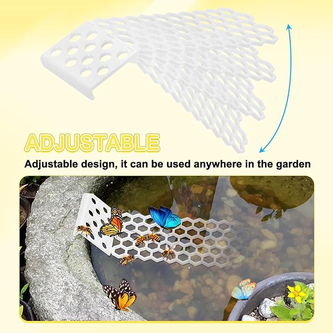 4-Pack Floating Bee Island, 18x6cm/7.09x2.36 Inch Plastic Floating Bee Watering Station for Feeding/Butterfly Bath/Outdoor Garden Decor [White]