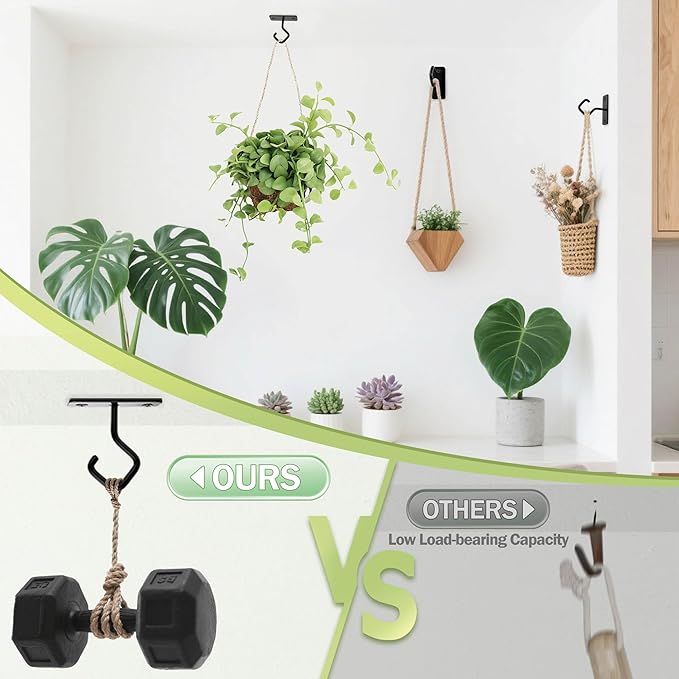 AJART Ceiling Hooks for Hanging Plants: Iron Plant Hanger for Wall Mount - 4 Pack/2.5 Inch Ceiling Hook for Indoor Use