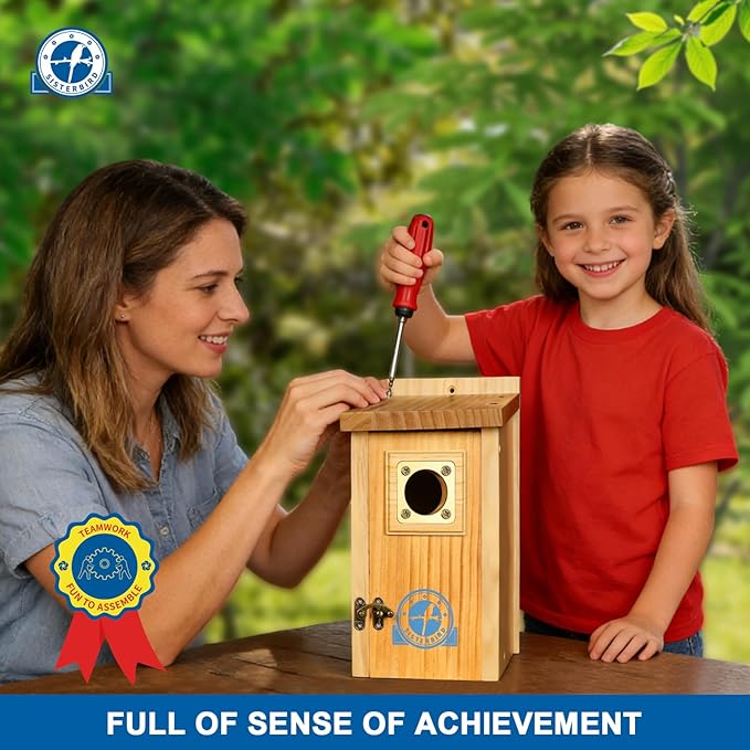 Pack of 2 Premium Bluebird Houses for Outside, Assembled Bird House Gift, Garden Decoration Bluebird House, Copper Predator Guard, Easy to Clean Bird Nesting
