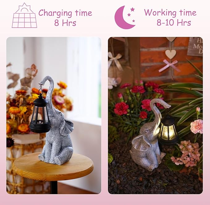 Goodeco Elephant Statue for Garden Decor with Gift Appeal - Ideal Gifts for Women, Mom or Birthdays, Beautifully Crafted Outdoor & Home Decor to Wow Your Guests (11" Elephant)