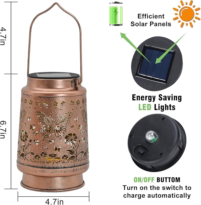 Butterfly Solar Lanterns Outdoor Waterproof, Mother Day Gifts, Birthday Gifts for Women, Mom, Grandma, Butterflies Solar Lights for Yard, Patio, Porch, Garden Decor