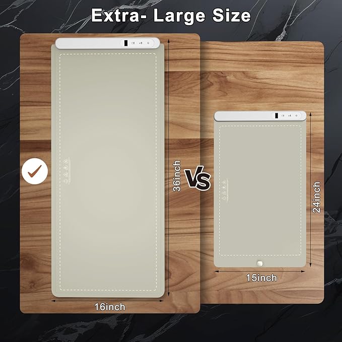FYY Extra Large Warming Mat for Food - Rapid and Full Surface Heating, 6 Temp Settings, 6H Timer, Rollable Portable Food Warming Mat for Gatherings, Parties, Keep Meal Warm (XX Large Size, Khaki)
