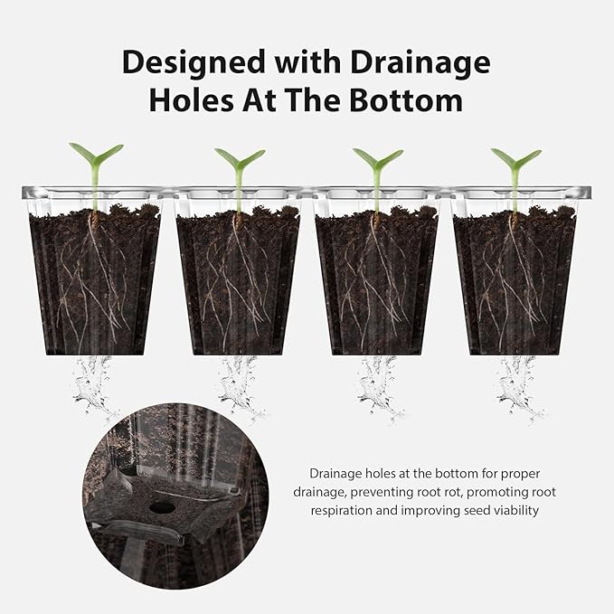 Seed Starter Tray, 10PCS Seed Starter Kit, Seedling Starter Trays with Heightened Lids for Seed Staring, Indoor Gardening Plant Germination Trays (12 Cells per Tray) Green