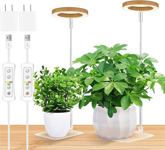 yadoker Plant Grow Light, LED Growing Light Full Spectrum for Indoor Plants,Height Adjustable, Automatic Timer, 5V Low Safe Voltage,Idea for Small Plants