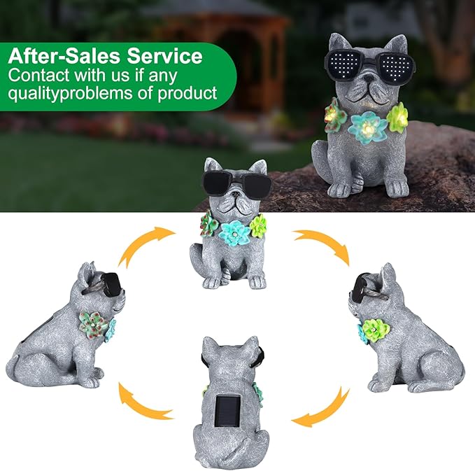 Solar Garden Statues Dog with Succulent and LED Lights Birthday Gifts for Women Mom Grandma Solar Outdoor Decor for Patio Backyard Yard Lawn Decoration-Unique Housewarming Gifts