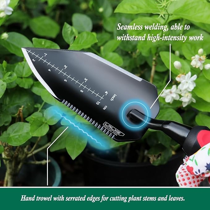 Heavy Duty Gardening Trowel,Stainless Steel Hand Shovel with Rubber Handle,Garden Tool for Digging,Weeding,Planting Bulbs,and Transplanting