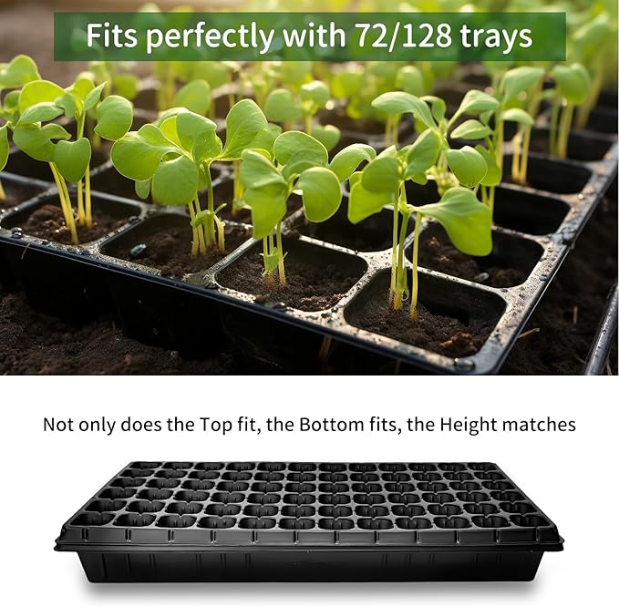 10 Pack 1020 Seed Starter Trays and 10 Pcs 72 Cell Plug Trays, Thick Durable Seedling Plastic Nursery Tray for TD538 1020 Tray Germination (10 Sets)