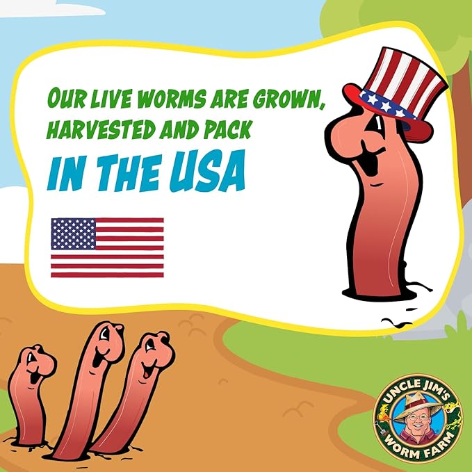 Uncle Jim's Worm Farm 100 Count Super Red European Nightcrawlers for Composting and Garden Soil Aeration | Large Nightcrawlers Improve Soil Structure and Quality for Healthier Gardens