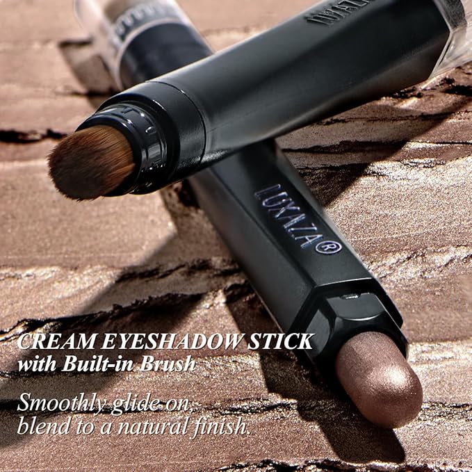 Neutral Eyeshadow Stick Makeup 6PCS Set, Brown Nude Metallic Shimmer Matte Cream Eye Shadow Eyeliner Brightener Pencil Crayon - BROWN CANYON