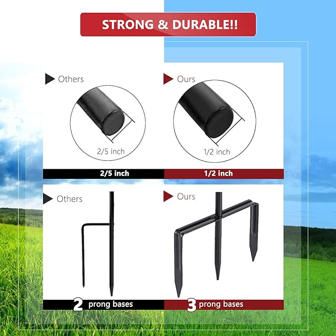 EXCMARK Shepherd Hook 48 inch 1/2 inch Thick Use at Weddings, Hanging Solar Lights, Lanterns, Bird Feeders, Metal Hanger Hook. (Bronze, 48 inch) U.S. Patent.