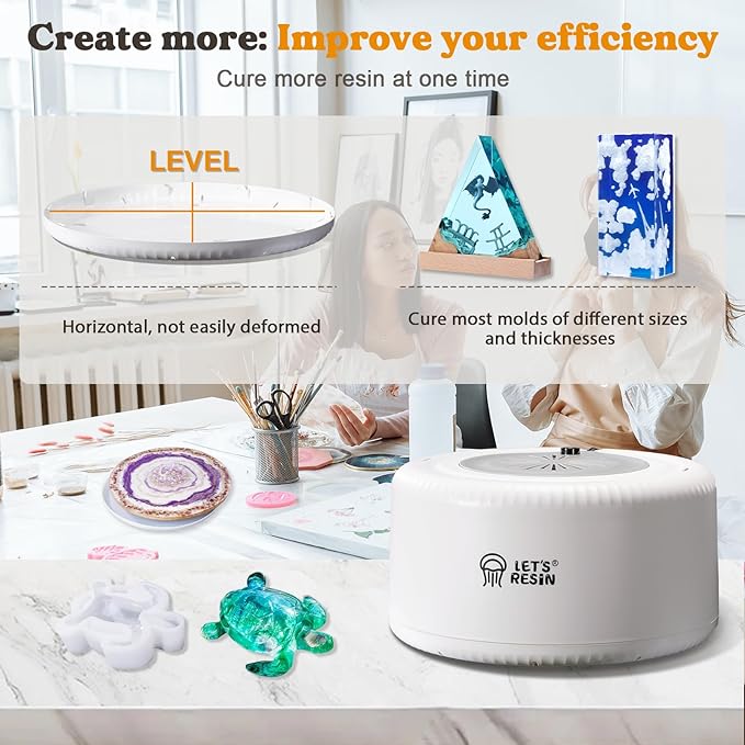 LET'S RESIN Curing Machine for Resin - 3 Hours Auto Dryer With Large Tray, One-Button Setting, No Deformation Quick Supplies for DIY, Silicone Molds, 3D Silicone Molds