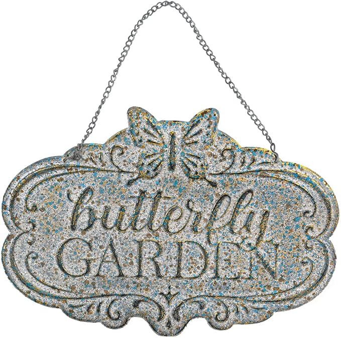 Chic Garden Decorative Butterfly Wall Signs Metal Yard Signs(Incl Stake and Chain)
