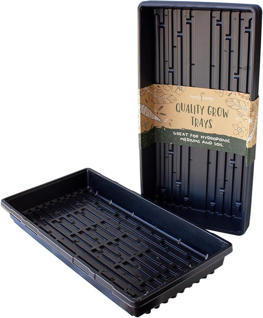 10-Pack 1020 Garden Growing Trays with Drain Holes - 10" x 20" Plastic Plant Trays with Holes - Wheatgrass Sprouting Tray, Microgreens Seed Tray, Hydroponic Trays, Nursery Flats, & Greenhouse Supplies
