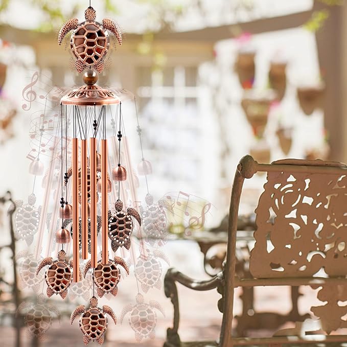 Wind Chimes Outdoor Clearance, Ukulork Sea Turtles Aluminum Tube Windchime with S Hook,Patio Garden Decor, Housewarming Gift.