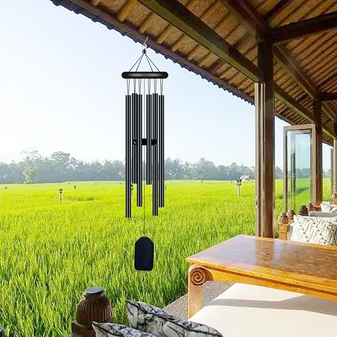 Garden Wind Chimes with 6 Aluminum Alloy Tubes and Hook,Memorial Wind Chimes for Home Decor Garden Patio Outdoor