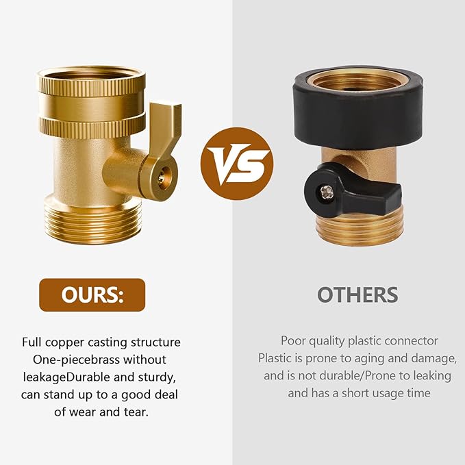 2 Pack Water Hose Shut Off Valve, Heavy Duty 3/4 Inch Solid Brass Garden Hose Shut Off Valve with 2 Extra Rubber Washers