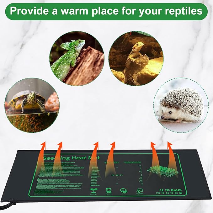 Ganeen 8 Pack Plant Seedling Heat Mat for Seed Starting Germination Grow Heating Pad 10 x 20.75 Inch Waterproof Hydroponic Warming Mat Bulk for Indoor Home Gardening Greenhouse Seed Starter