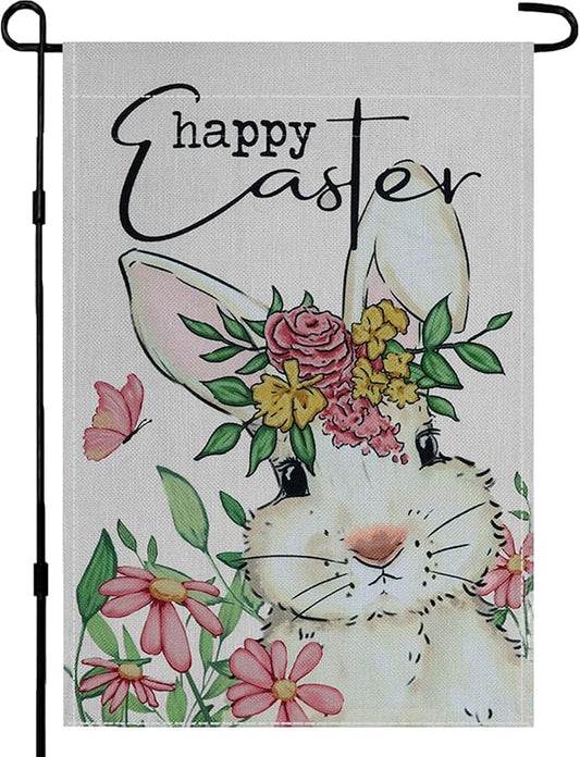 Easter Garden Flags Decors,12x18 Inch Vertical Double Sided Easters Yard Spring Decorations Outdoor Anniversary Front House Lawn Outside Bunny Decor Garden Flag
